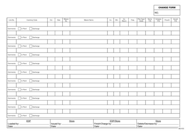 Order change form Extension Pads - 50 sets in duplicate (MOQ Pack of 5 ...